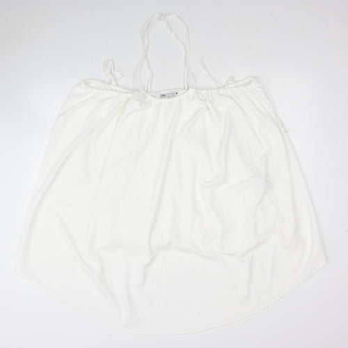 Zara Womens White Polyester Shift Size M Square Neck Pullover