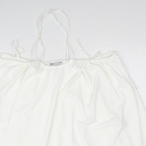 Zara Womens White Polyester Shift Size M Square Neck Pullover