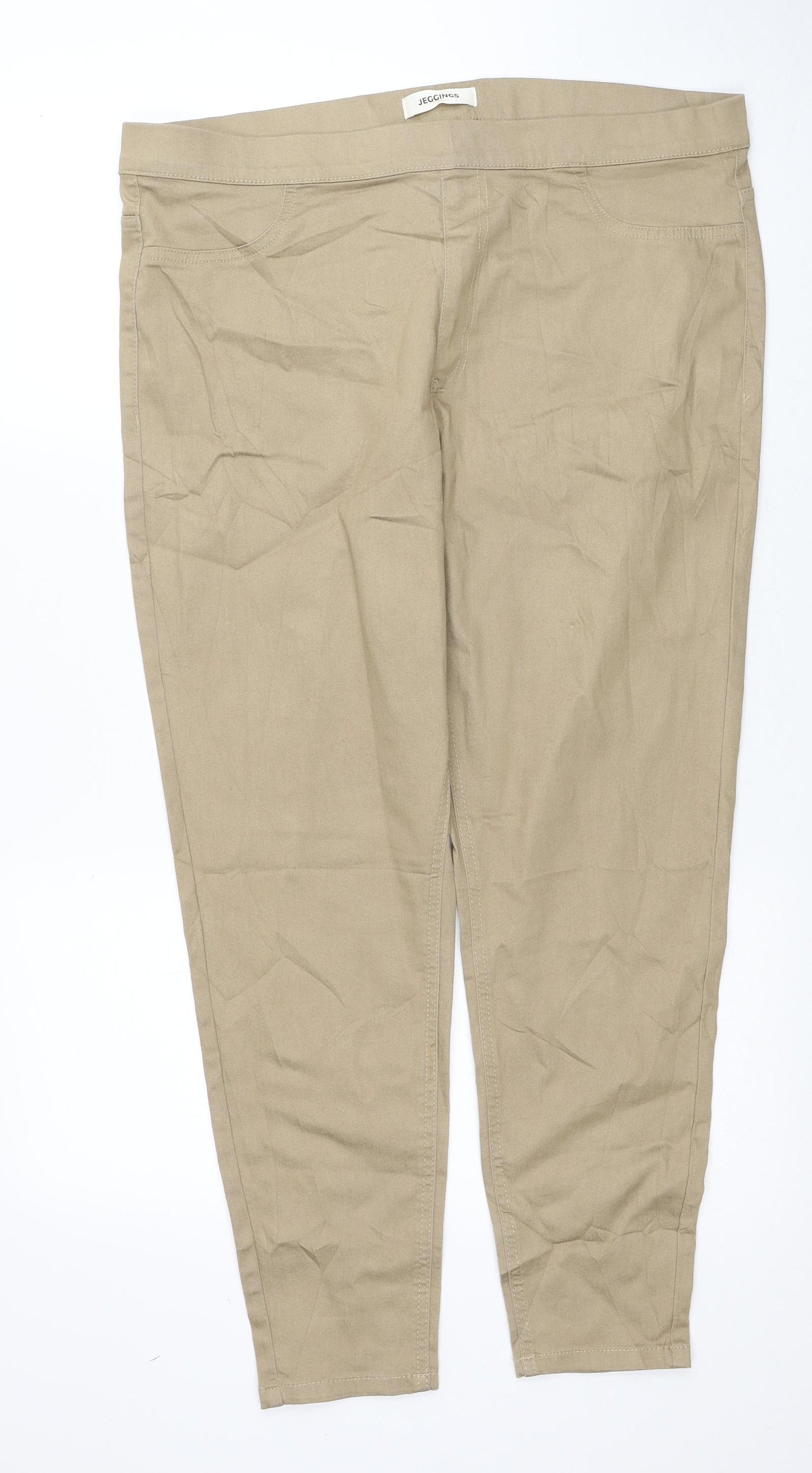 Marks and Spencer Womens Beige Cotton Jegging Jeans Size 18 Regular