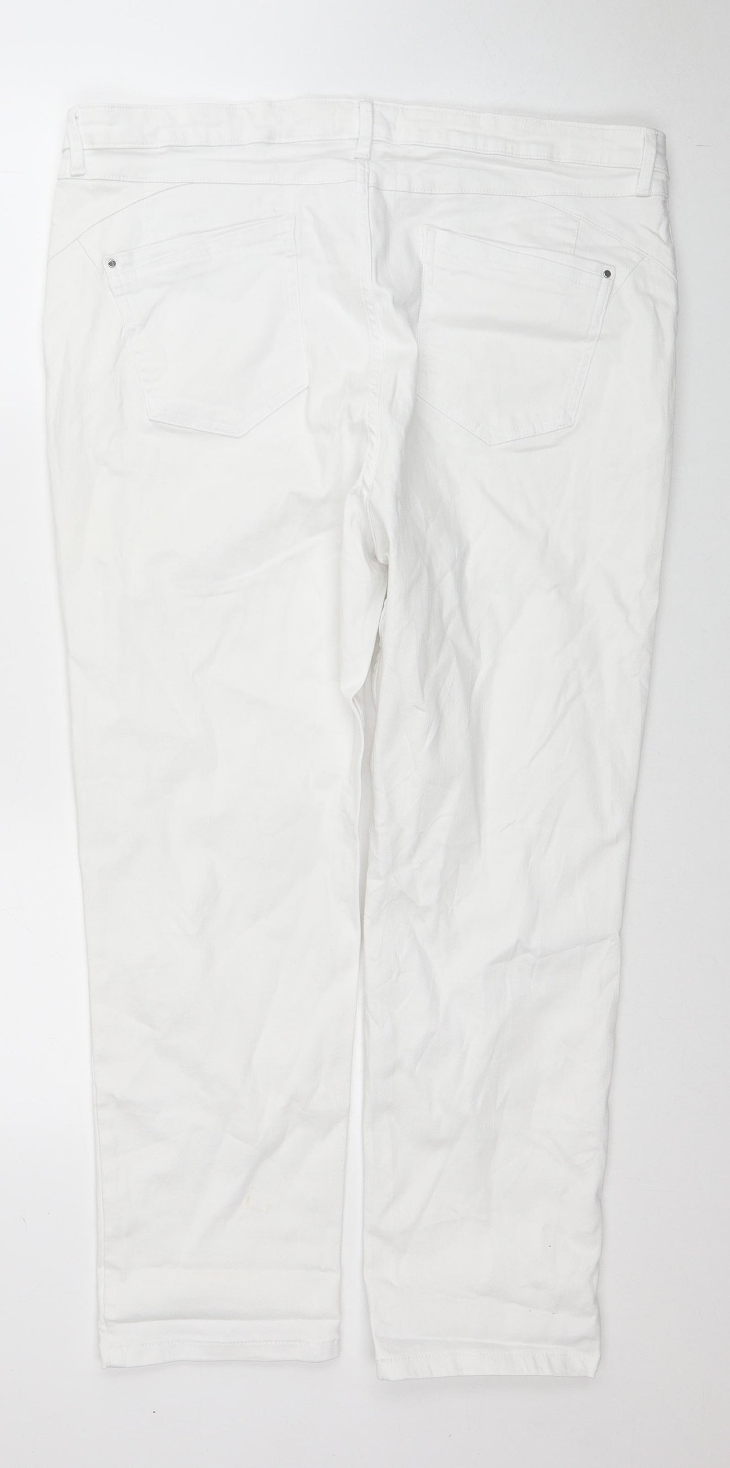 Marks and Spencer Womens White Cotton Straight Jeans Size 20 Regular Zip