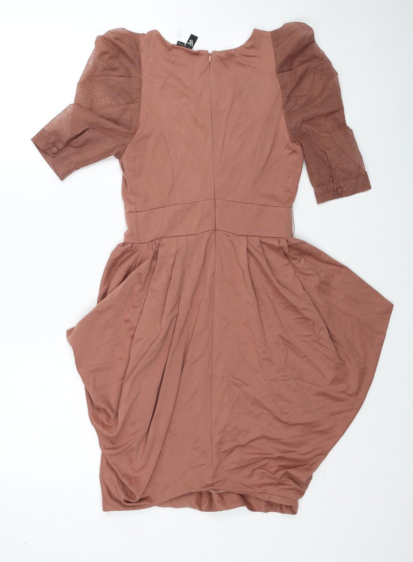 VERO MODA Womens Beige Polyester Fit & Flare Size XS Round Neck Zip