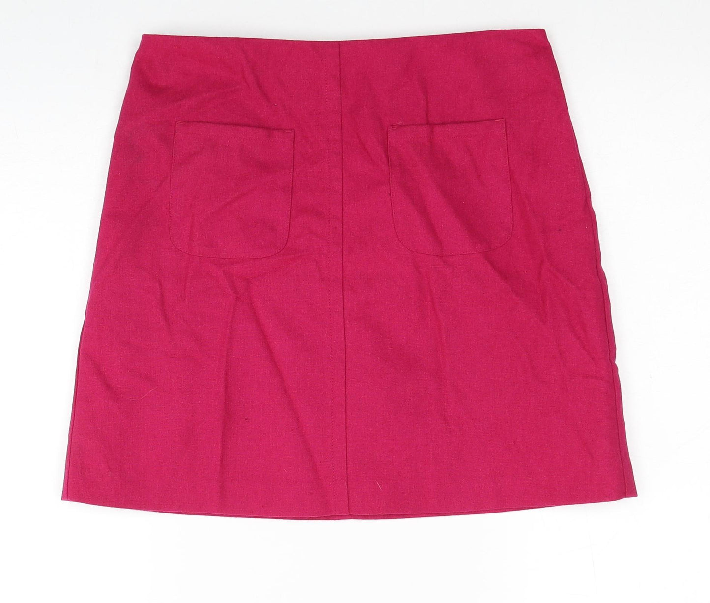 Oasis Womens Pink Wool A-Line Skirt Size 8 Zip