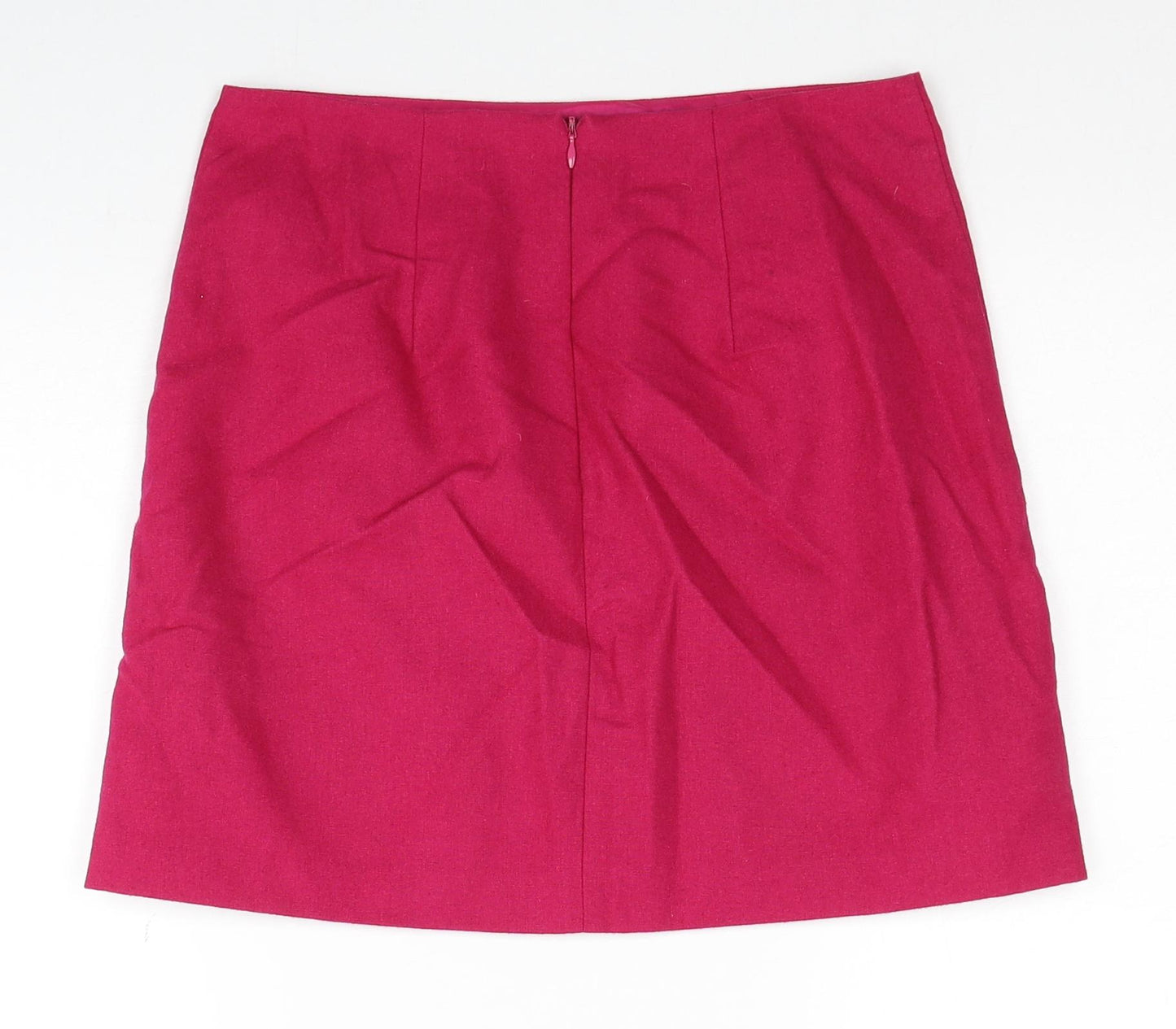 Oasis Womens Pink Wool A-Line Skirt Size 8 Zip