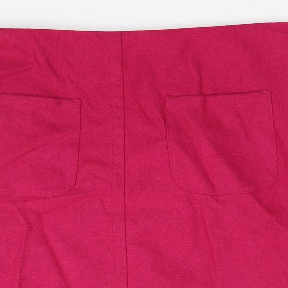 Oasis Womens Pink Wool A-Line Skirt Size 8 Zip
