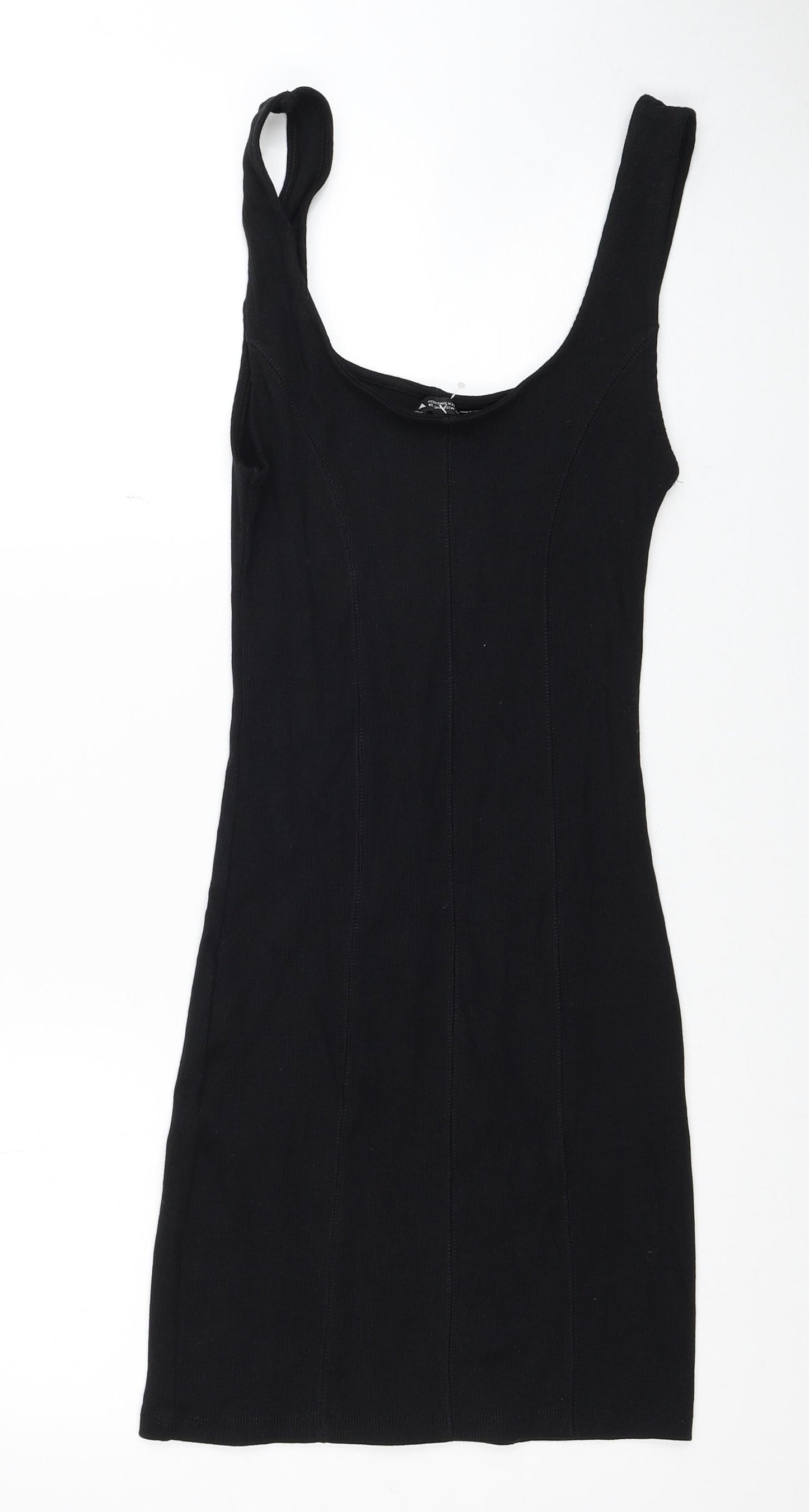 Zara Womens Black Cotton Tank Dress Size M Scoop Neck Pullover