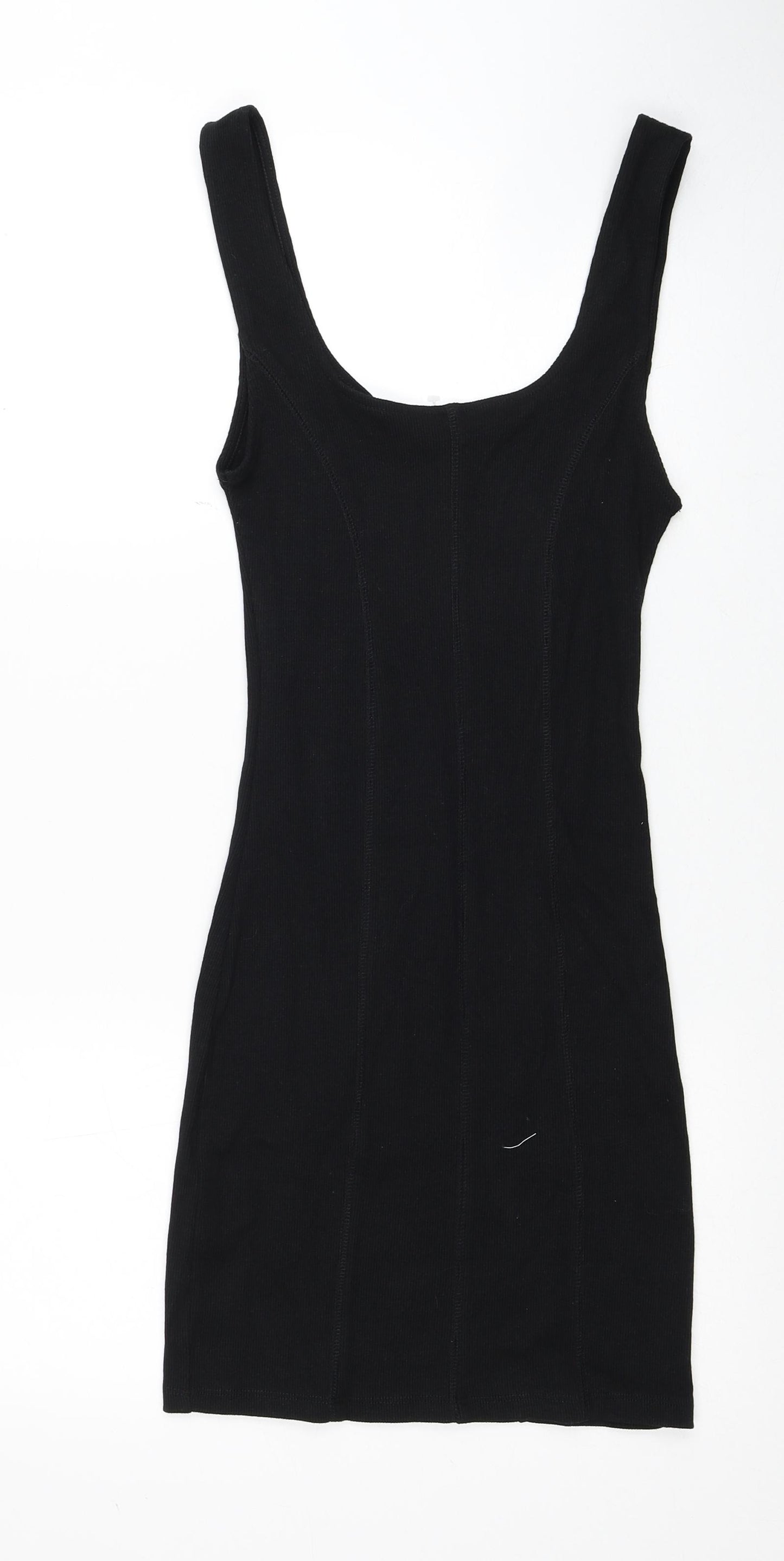 Zara Womens Black Cotton Tank Dress Size M Scoop Neck Pullover