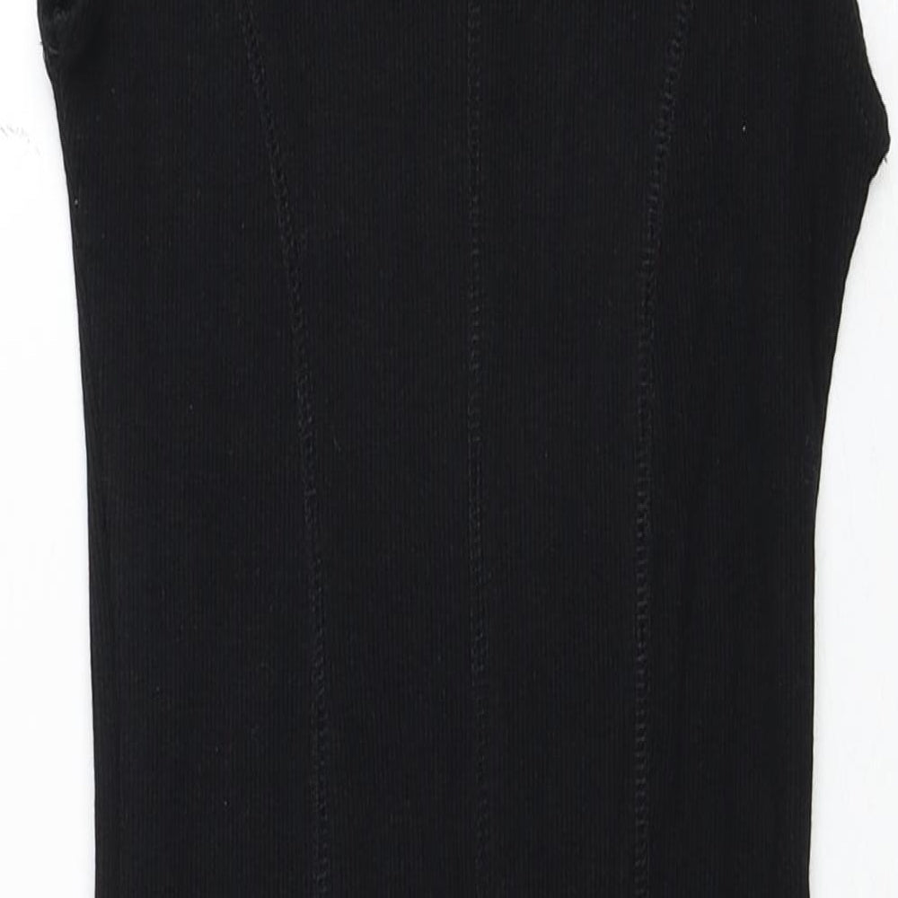 Zara Womens Black Cotton Tank Dress Size M Scoop Neck Pullover
