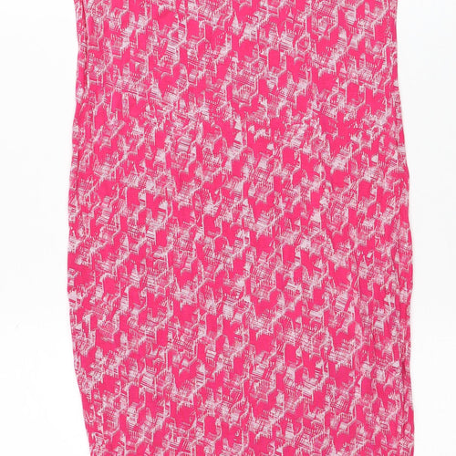 NEXT Womens Pink Geometric Viscose Tank Dress Size 10 Round Neck Pullover