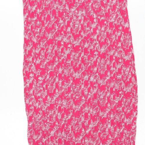 NEXT Womens Pink Geometric Viscose Tank Dress Size 10 Round Neck Pullover