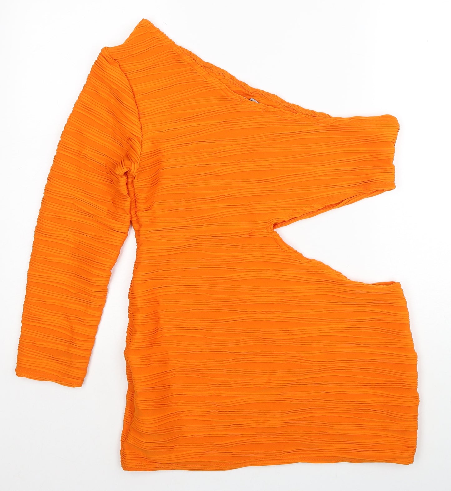 I SAW IT FIRST Womens Orange Polyester Bodycon Size 16 One Shoulder Pullover - Cut Out