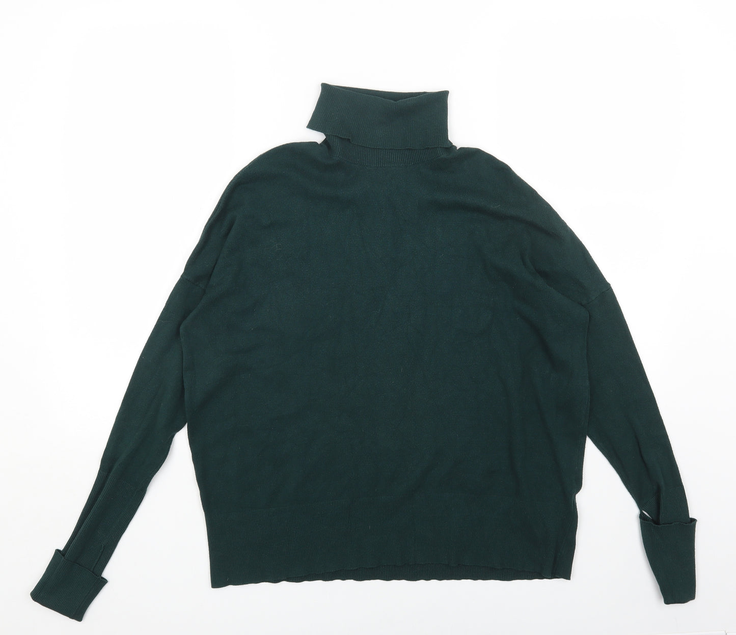 Marks and Spencer Womens Green Roll Neck Viscose Pullover Jumper Size 12