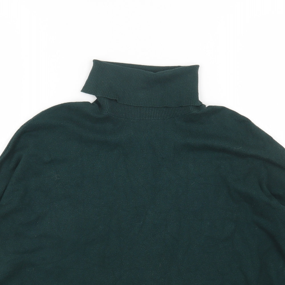 Marks and Spencer Womens Green Roll Neck Viscose Pullover Jumper Size 12