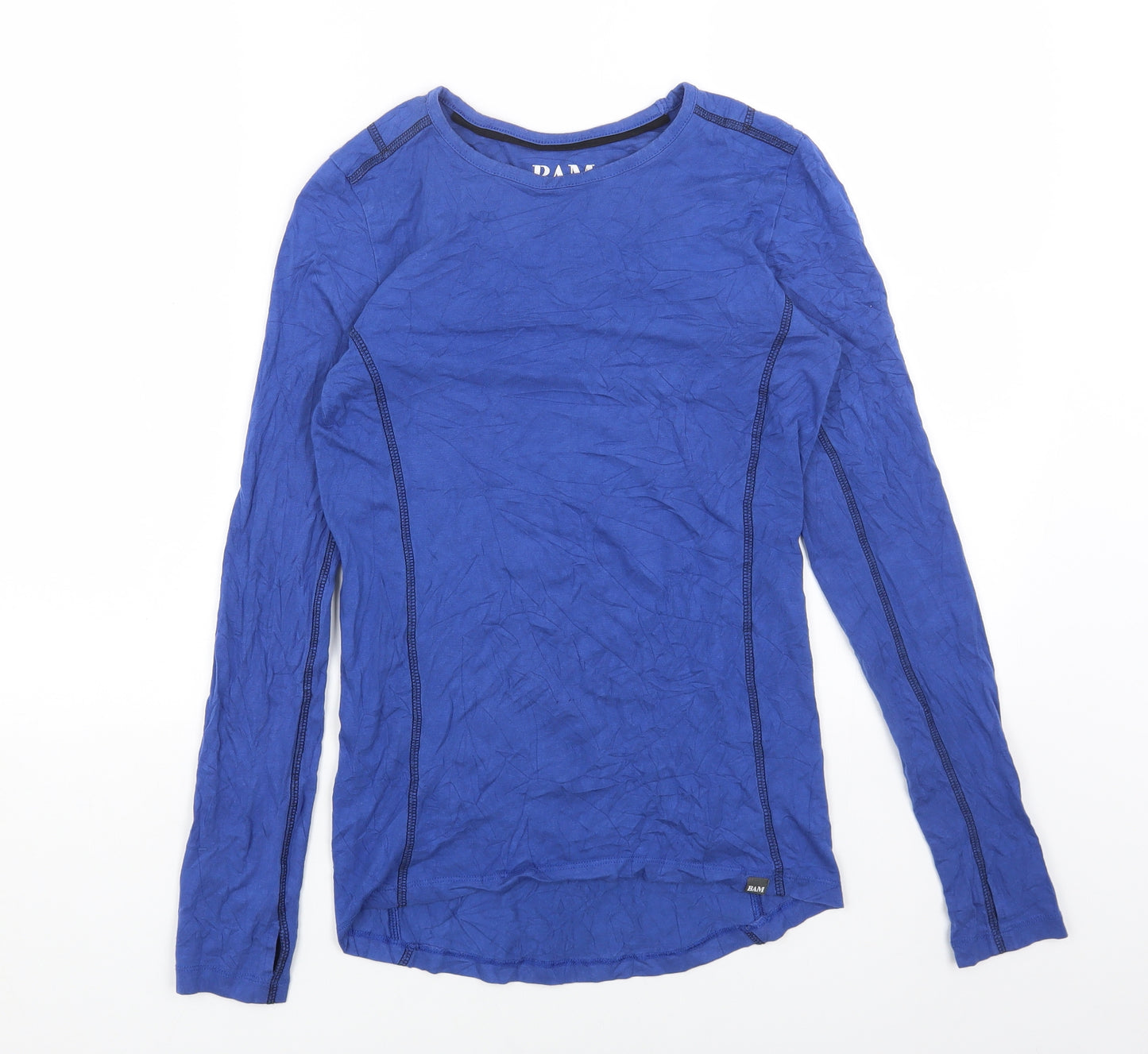 BAM Womens Blue Cotton Basic T-Shirt Size 12 Round Neck