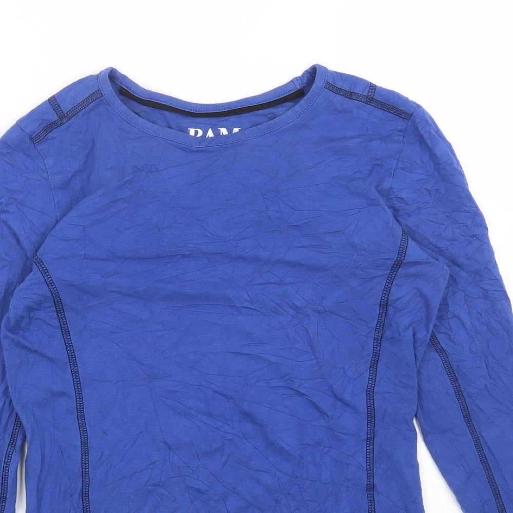 BAM Womens Blue Cotton Basic T-Shirt Size 12 Round Neck