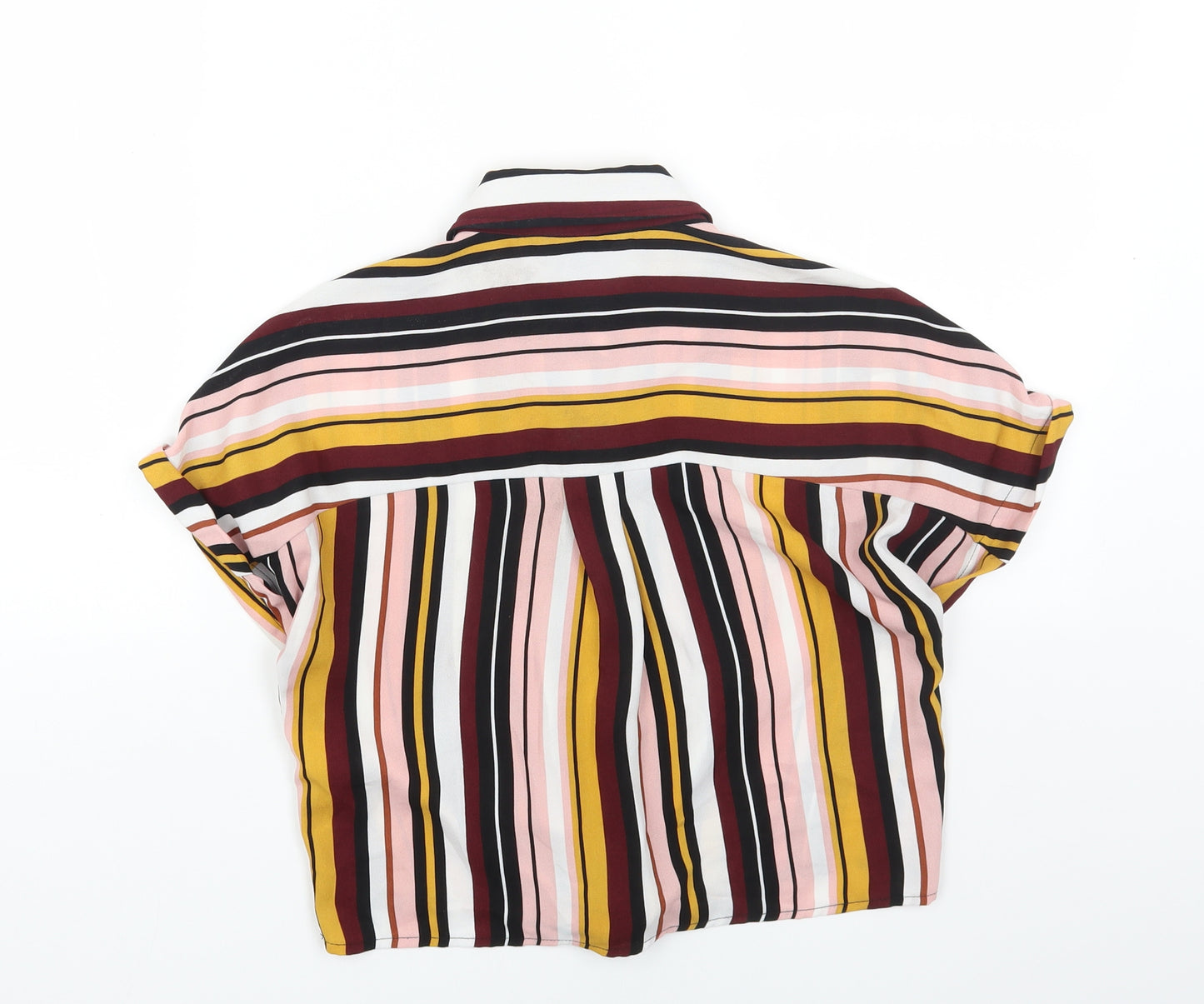 New Look Girls Multicoloured Striped Polyester Basic Button-Up Size 12 Years Collared Button