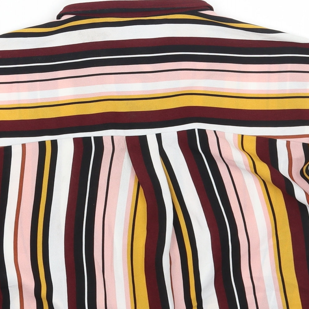 New Look Girls Multicoloured Striped Polyester Basic Button-Up Size 12 Years Collared Button