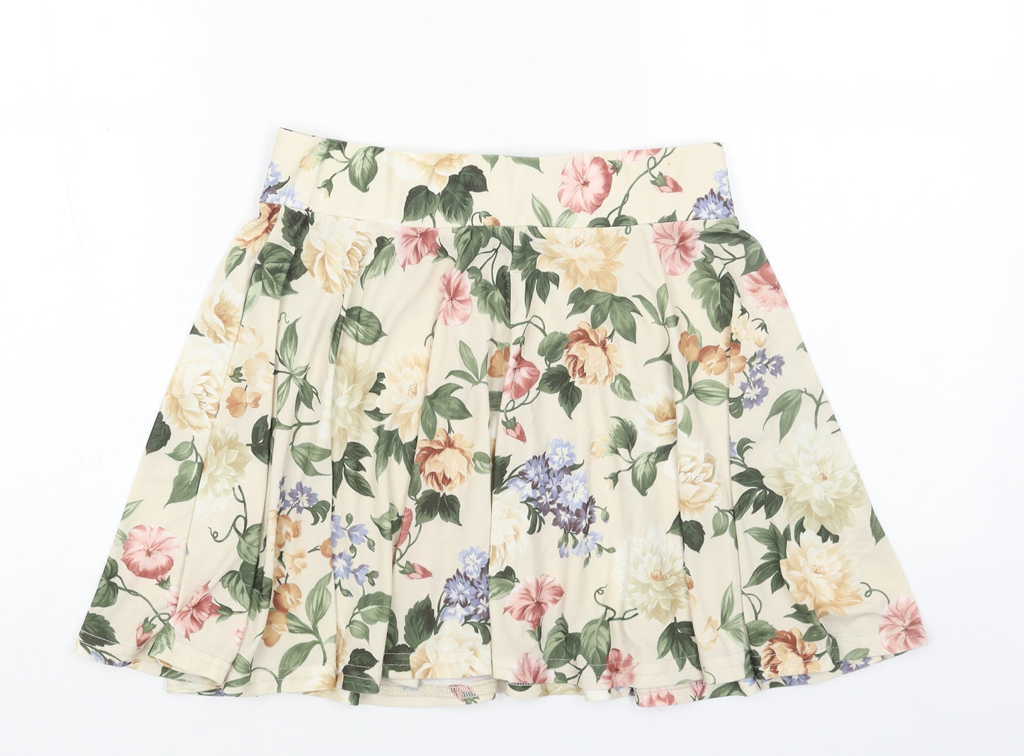 Topshop Womens Beige Floral Polyester Pleated Skirt Size 10