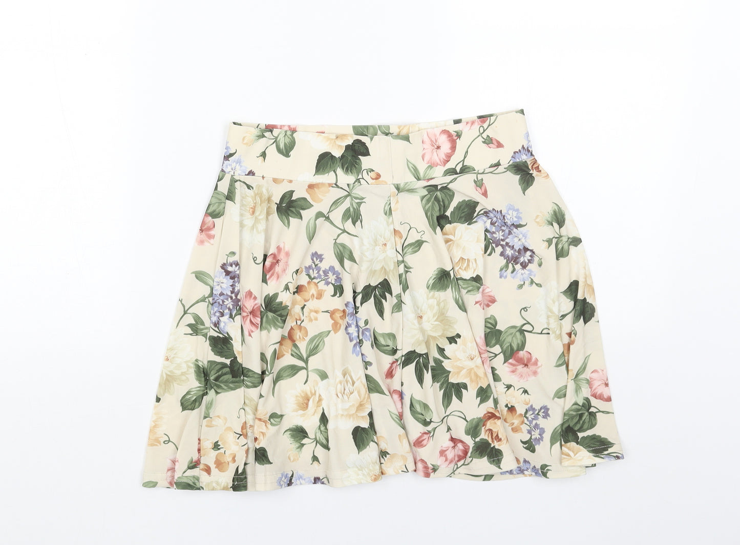 Topshop Womens Beige Floral Polyester Pleated Skirt Size 10