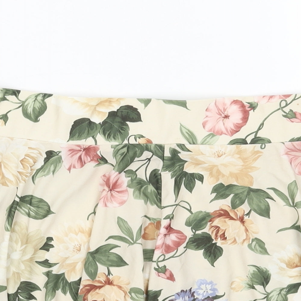 Topshop Womens Beige Floral Polyester Pleated Skirt Size 10