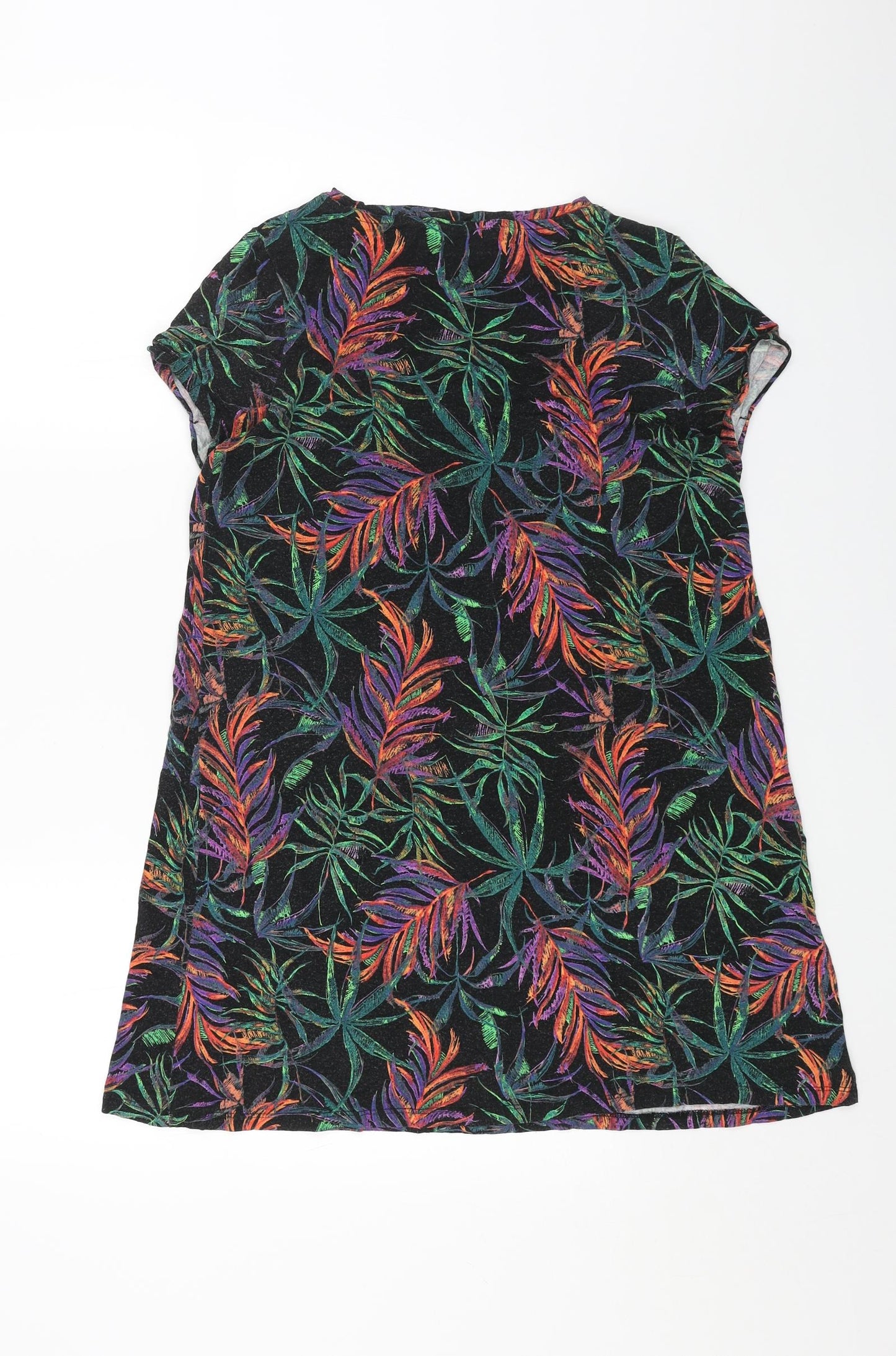 George Womens Multicoloured Geometric Viscose T-Shirt Dress Size 10 Boat Neck Pullover - Leaf Print