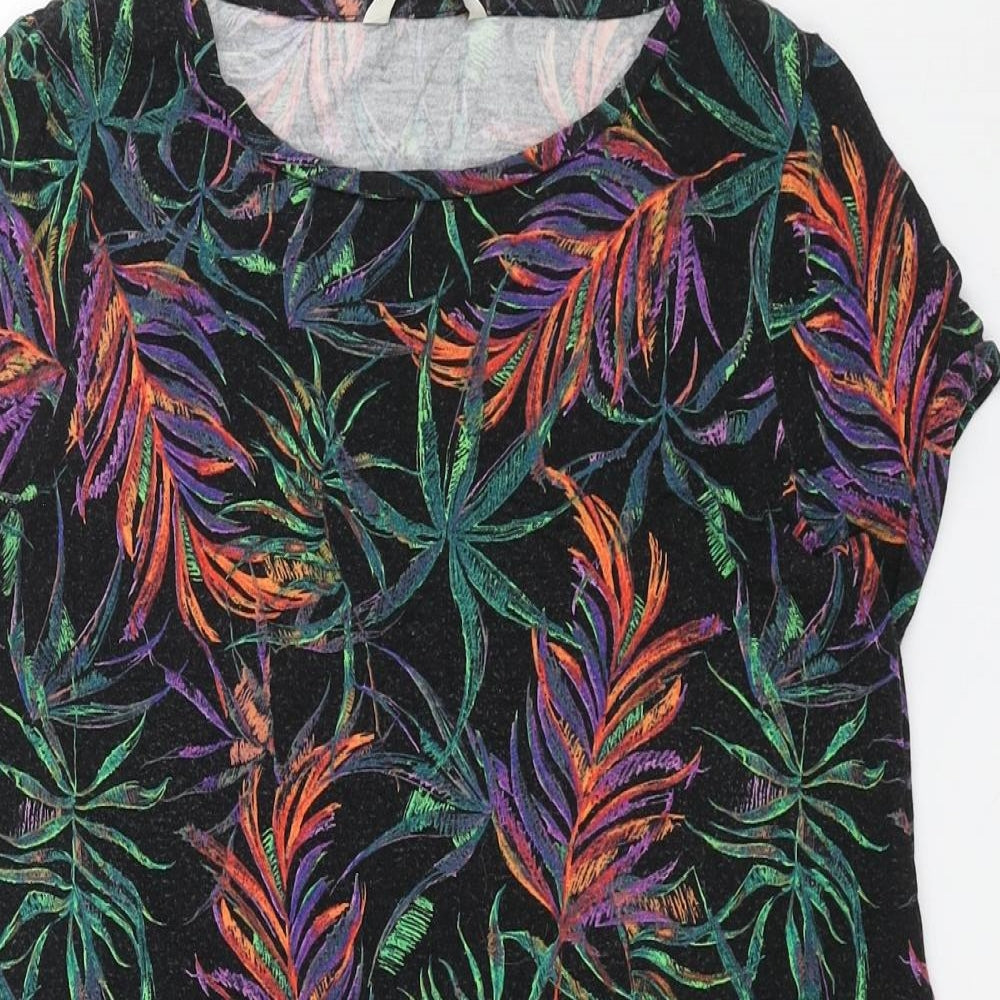 George Womens Multicoloured Geometric Viscose T-Shirt Dress Size 10 Boat Neck Pullover - Leaf Print