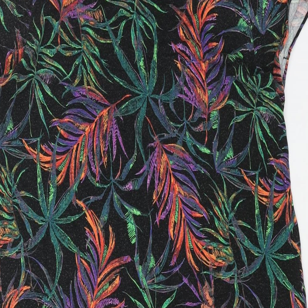 George Womens Multicoloured Geometric Viscose T-Shirt Dress Size 10 Boat Neck Pullover - Leaf Print