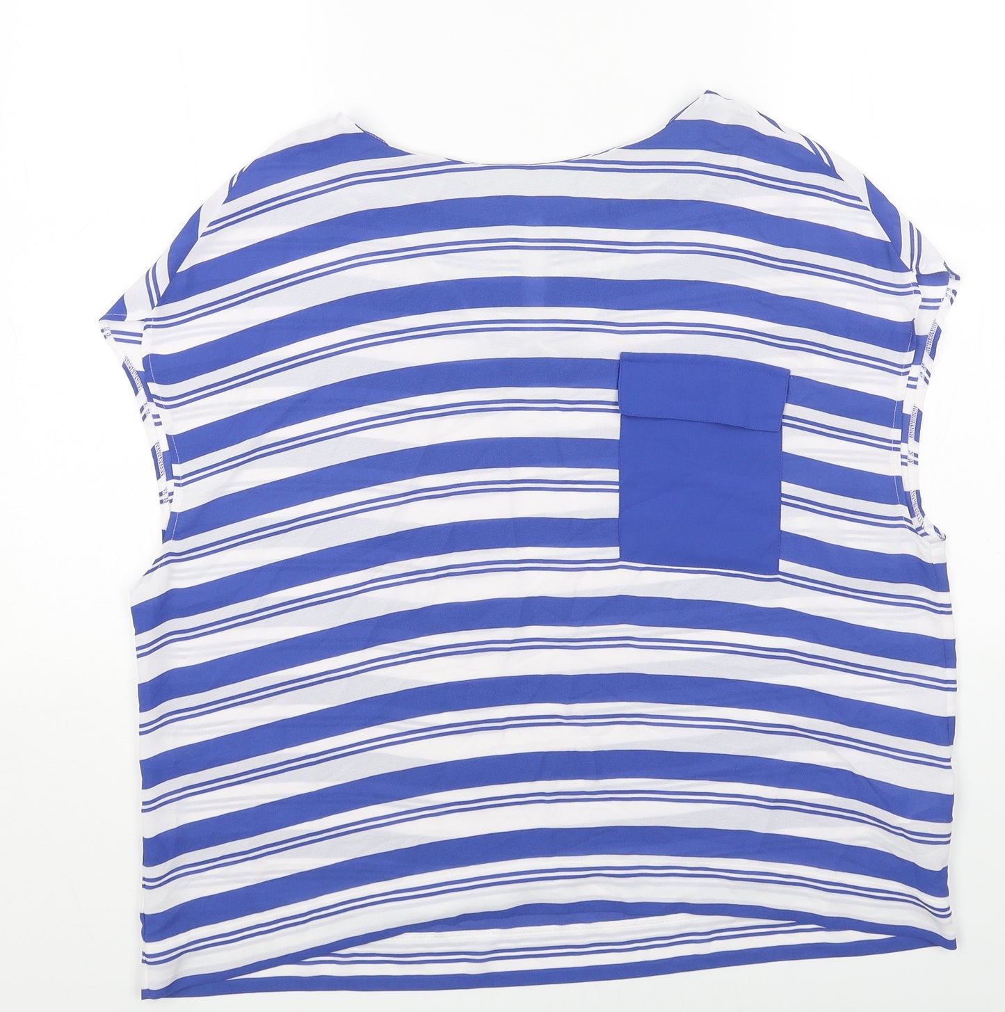 NEXT Womens Blue Striped Polyester Basic Blouse Size 18 Round Neck