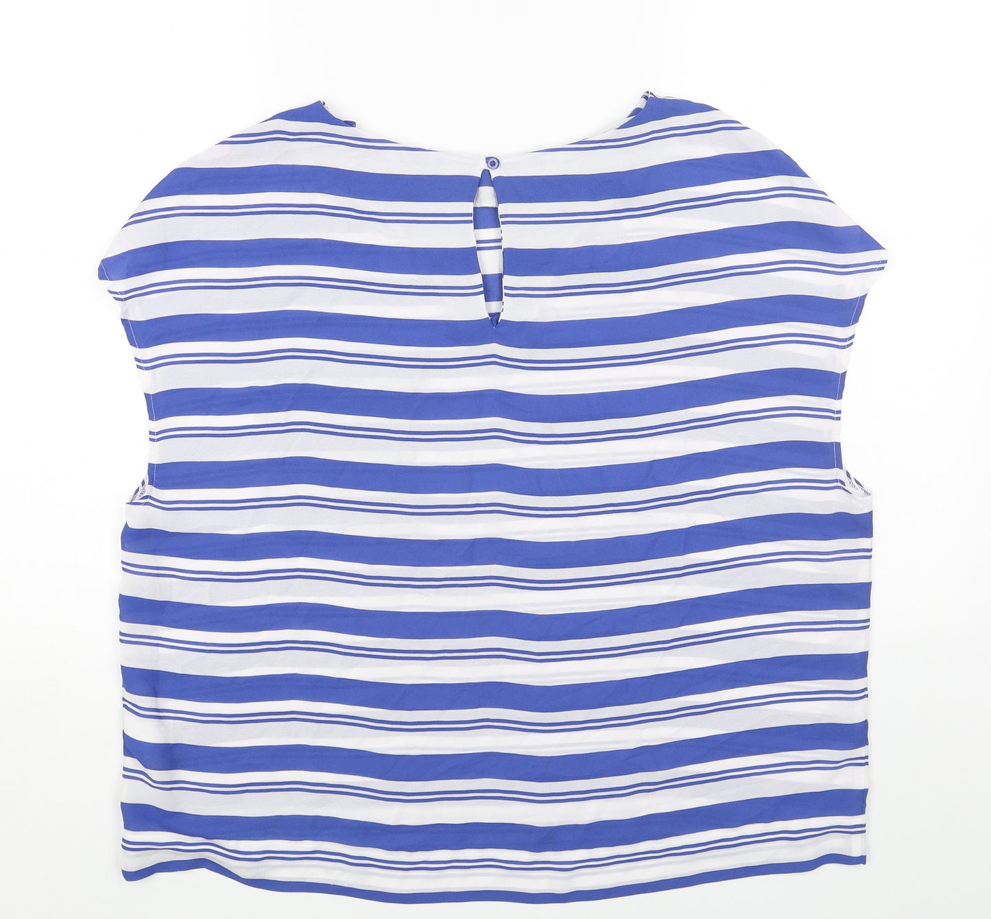 NEXT Womens Blue Striped Polyester Basic Blouse Size 18 Round Neck