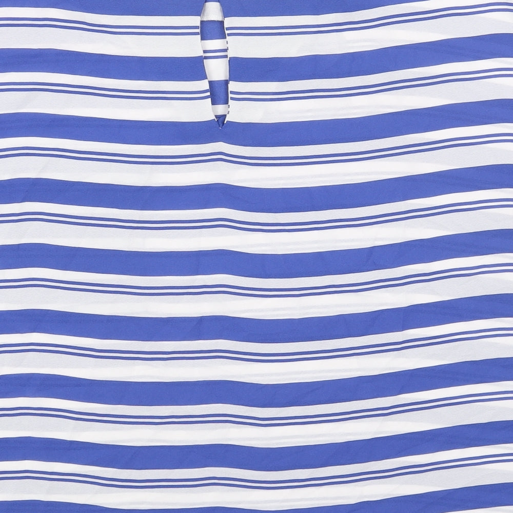 NEXT Womens Blue Striped Polyester Basic Blouse Size 18 Round Neck