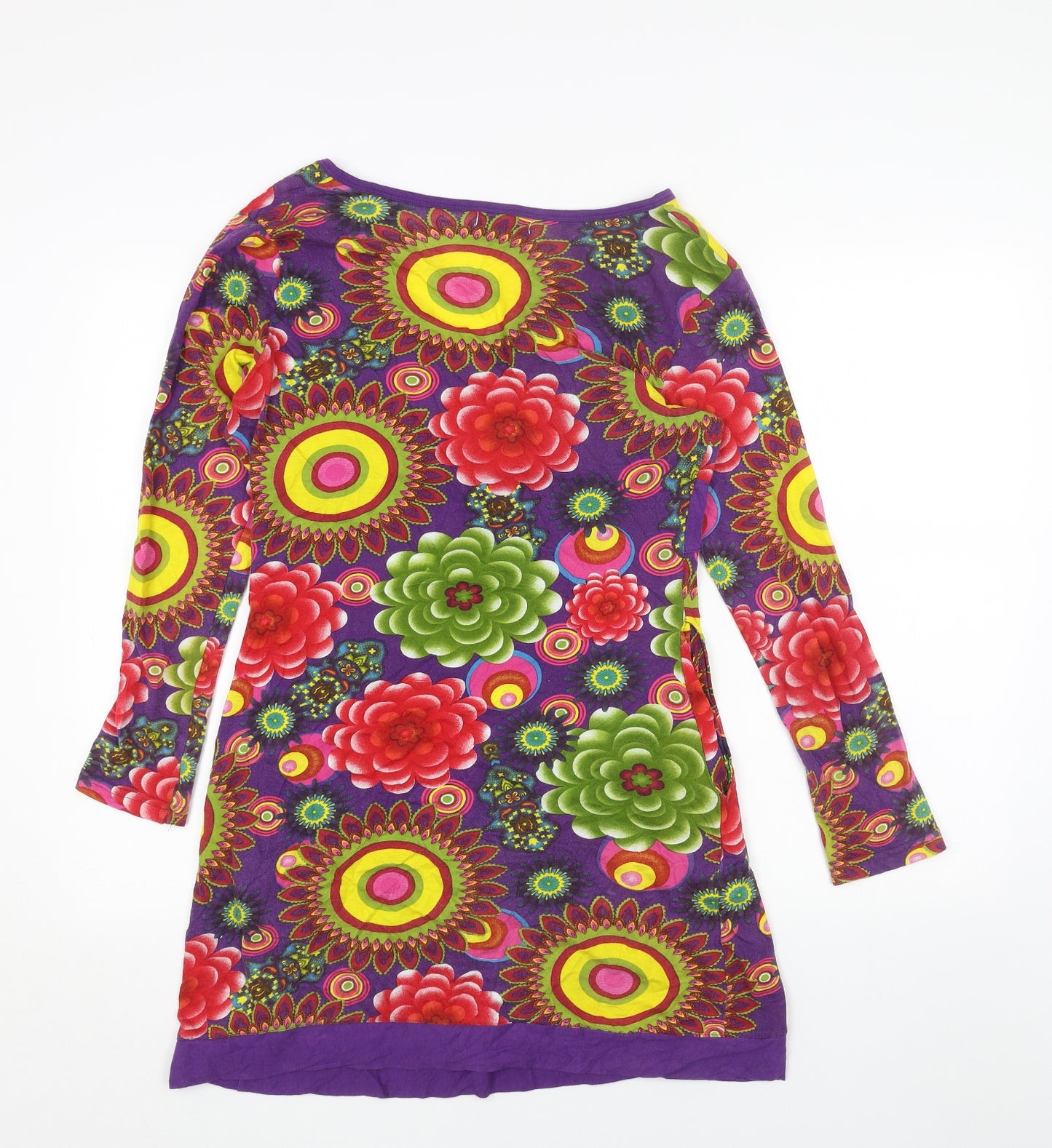 Platinum Womens Multicoloured Geometric Cotton A-Line Size M V-Neck Pullover