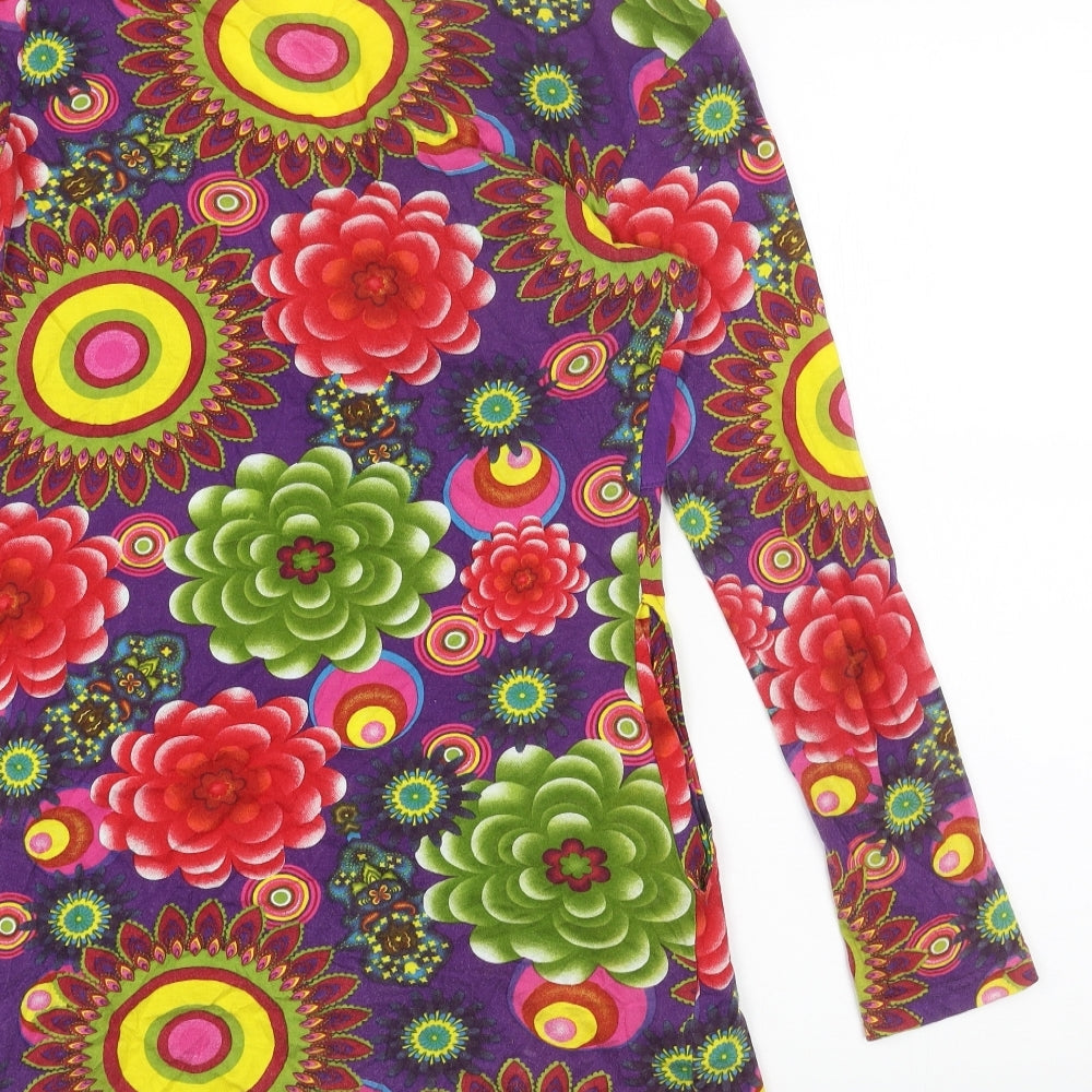 Platinum Womens Multicoloured Geometric Cotton A-Line Size M V-Neck Pullover