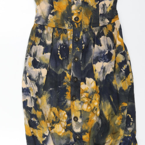 Vera Moda Womens Yellow Floral Cotton Mini Size XS Off the Shoulder Pullover