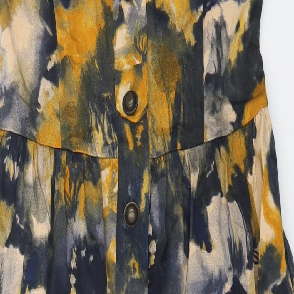 Vera Moda Womens Yellow Floral Cotton Mini Size XS Off the Shoulder Pullover