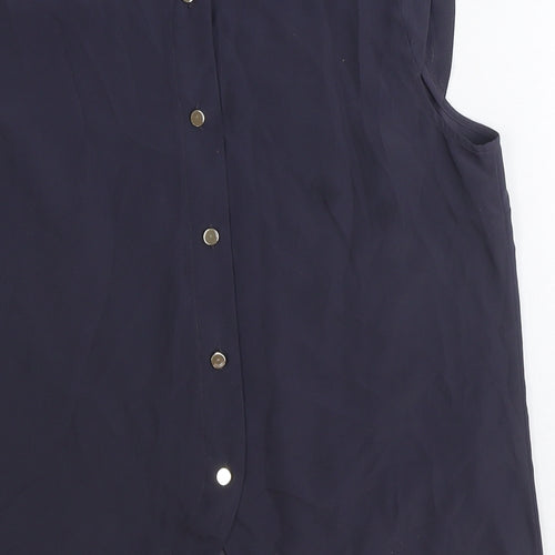 Oasis Womens Blue Polyester Basic Blouse Size 14 Boat Neck - Cut Out Detail