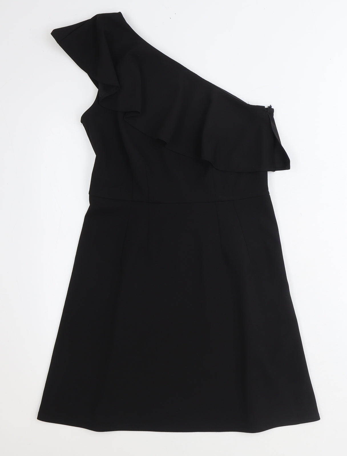 Oasis Womens Black Polyester Fit & Flare Size S One Shoulder Zip