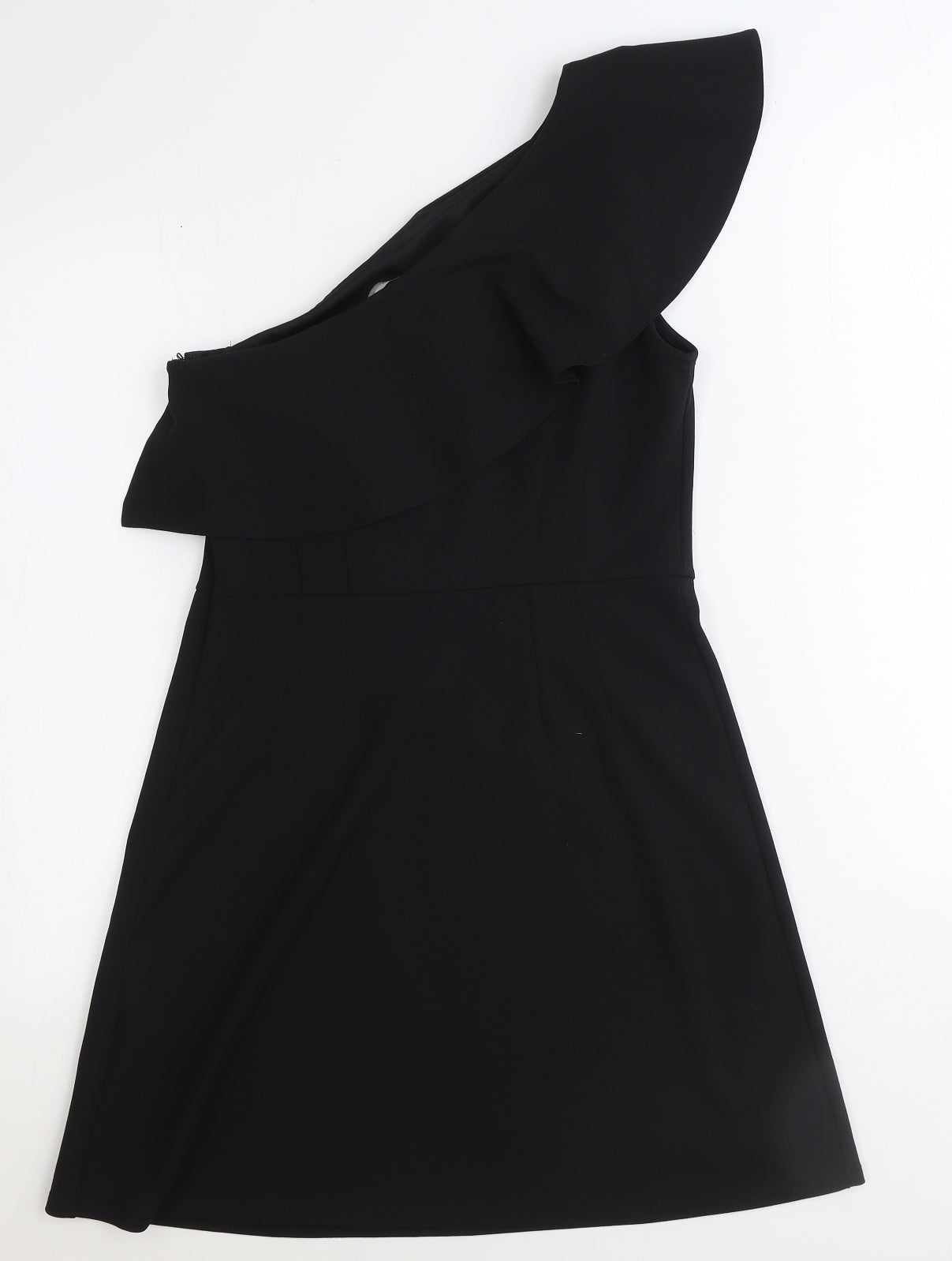 Oasis Womens Black Polyester Fit & Flare Size S One Shoulder Zip