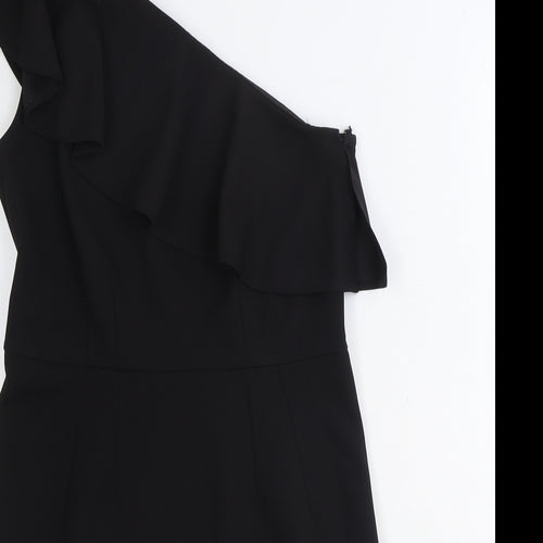 Oasis Womens Black Polyester Fit & Flare Size S One Shoulder Zip