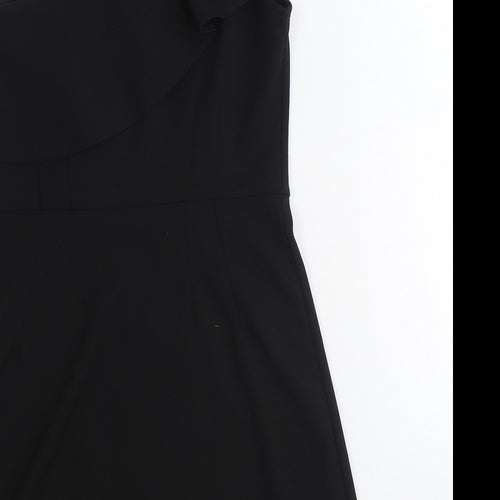 Oasis Womens Black Polyester Fit & Flare Size S One Shoulder Zip