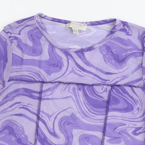Pacific Republic Girls Purple Geometric Polyester Basic Blouse Size M Round Neck Pullover