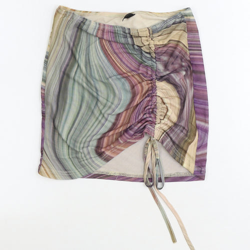 SheIn Womens Multicoloured Geometric Polyester Bandage Skirt Size S