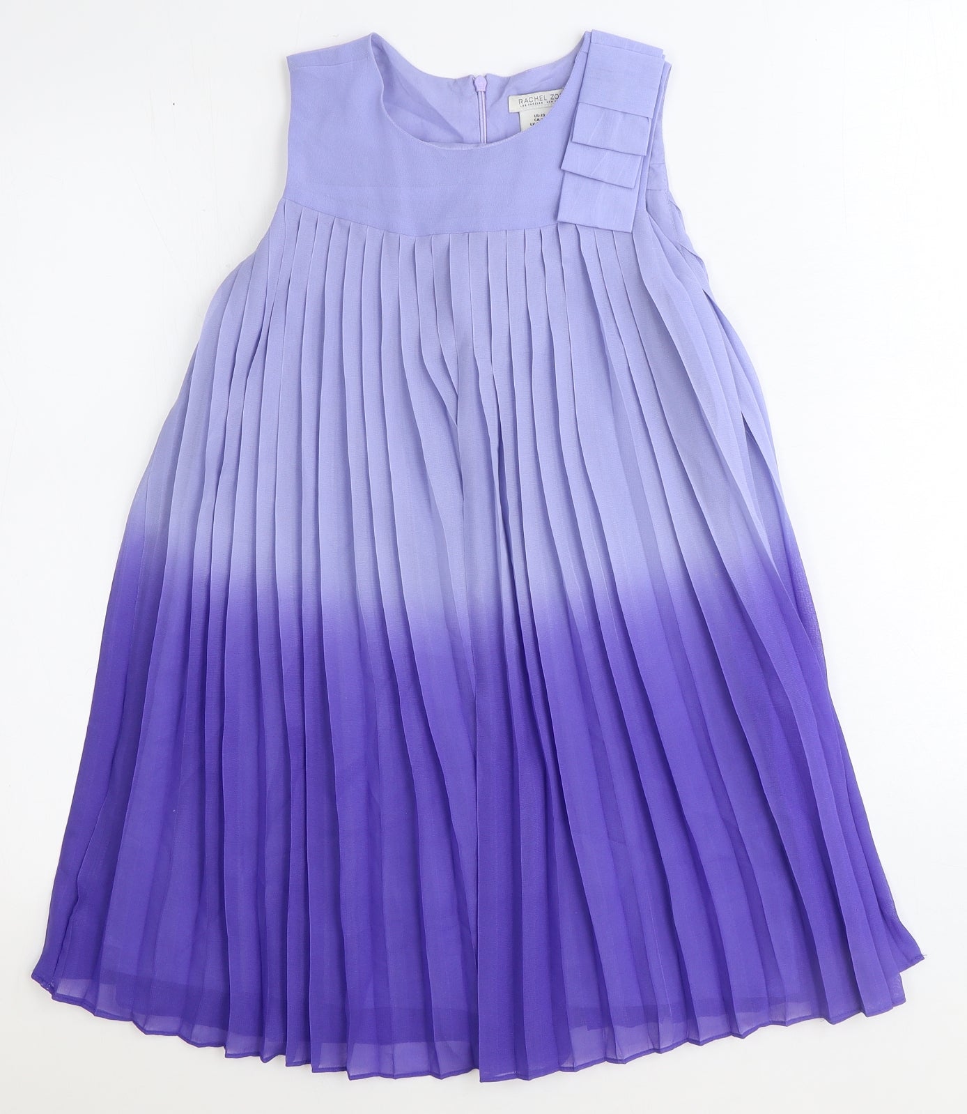 Rachel Zoe Girls Purple Polyester Basic Blouse Size 9-10 Years Round Neck Zip