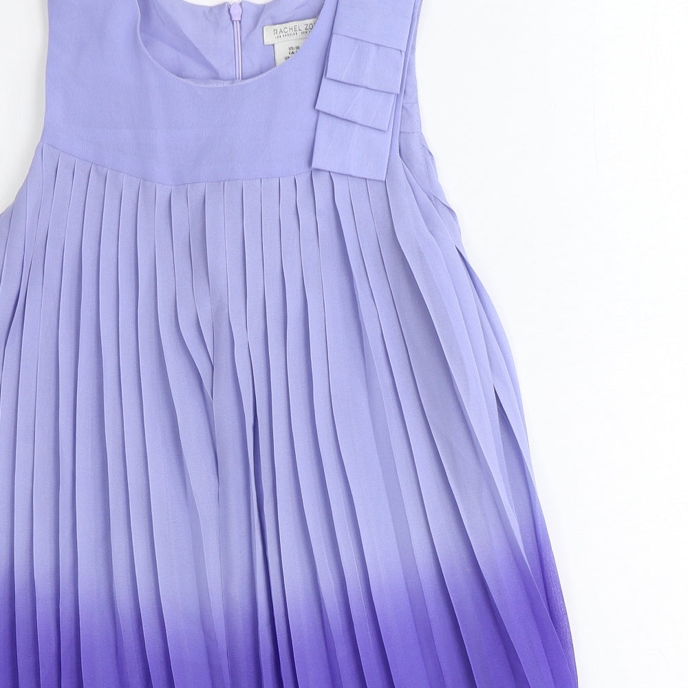Rachel Zoe Girls Purple Polyester Basic Blouse Size 9-10 Years Round Neck Zip