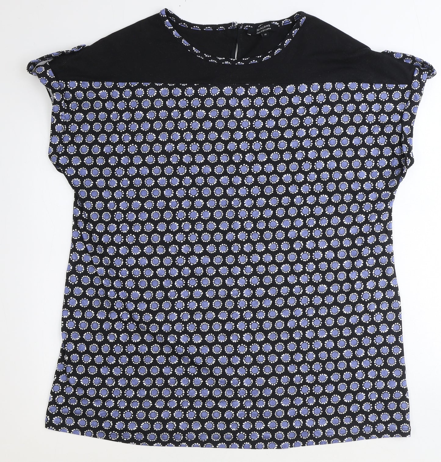 JD Williams Womens Blue Geometric Polyester Basic T-Shirt Size 14 Round Neck