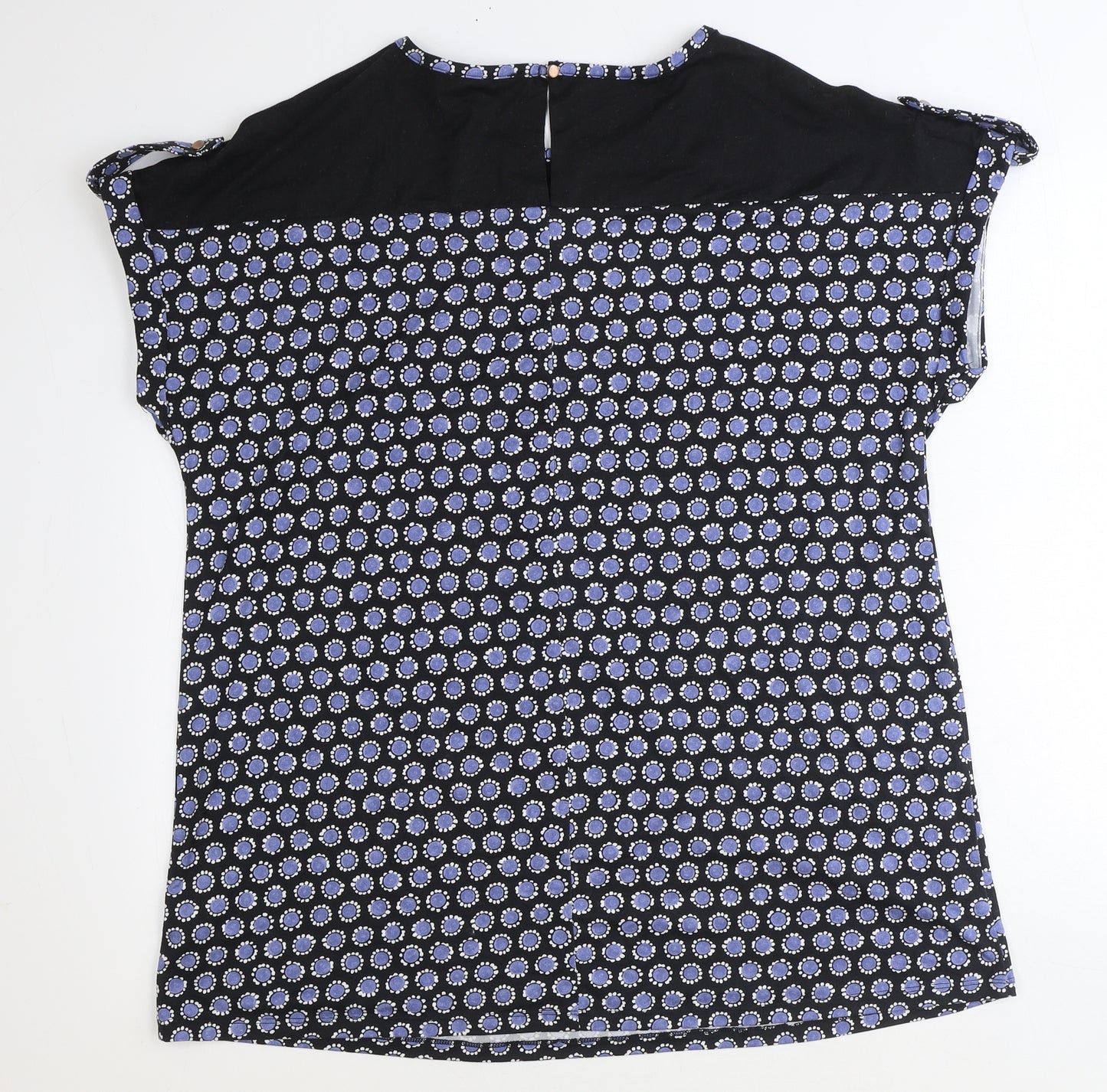 JD Williams Womens Blue Geometric Polyester Basic T-Shirt Size 14 Round Neck
