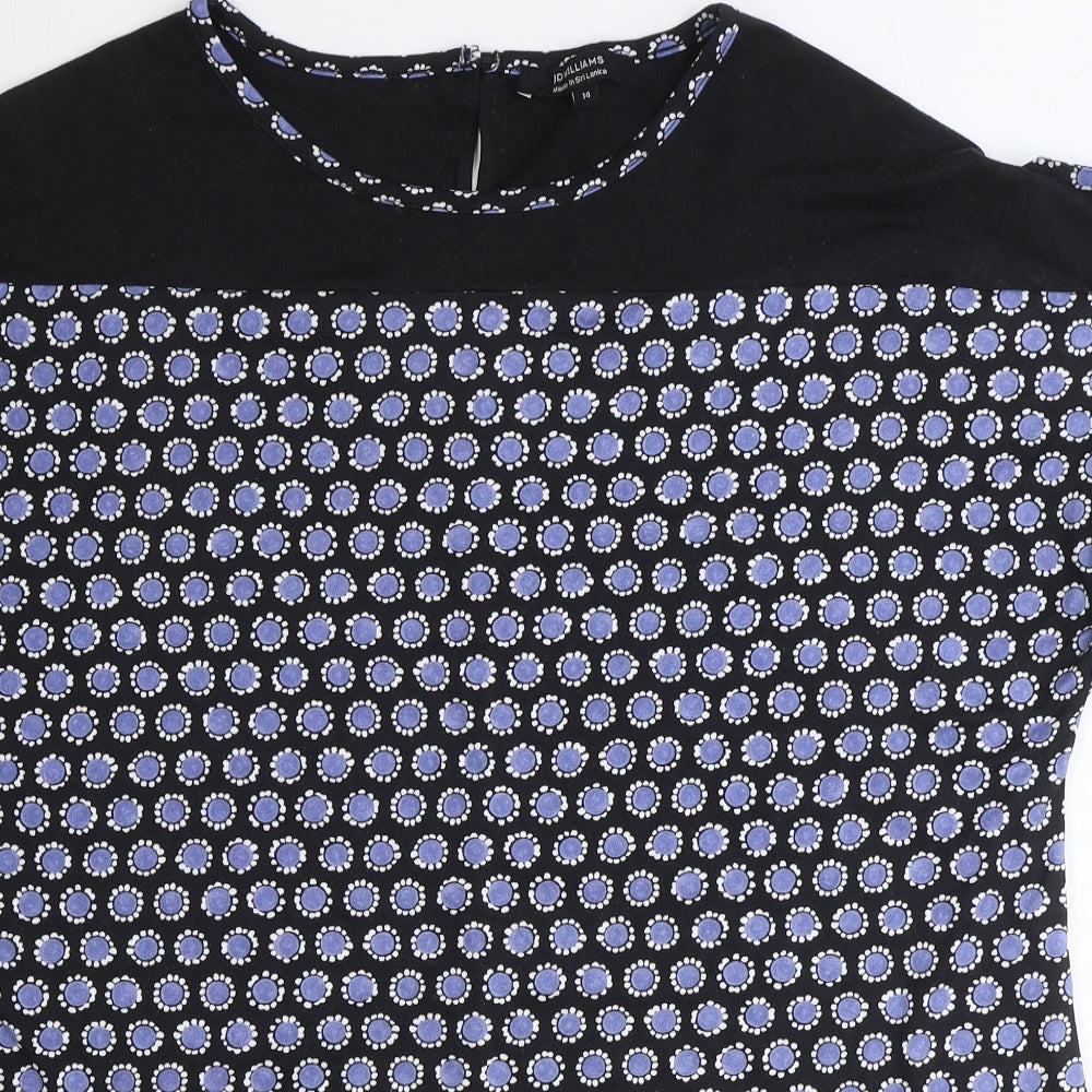 JD Williams Womens Blue Geometric Polyester Basic T-Shirt Size 14 Round Neck