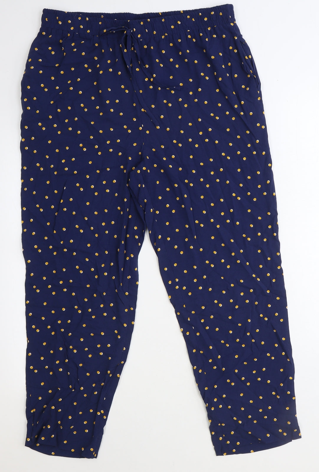 George Womens Blue Polka Dot Viscose Bloomer Trousers Size 14 Regular Drawstring