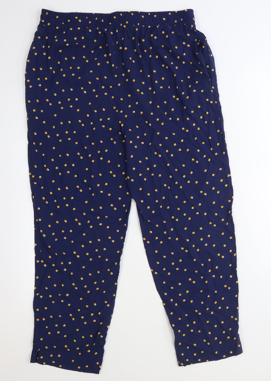 George Womens Blue Polka Dot Viscose Bloomer Trousers Size 14 Regular Drawstring