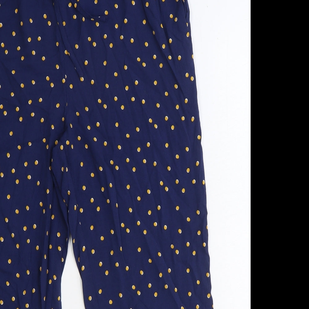 George Womens Blue Polka Dot Viscose Bloomer Trousers Size 14 Regular Drawstring