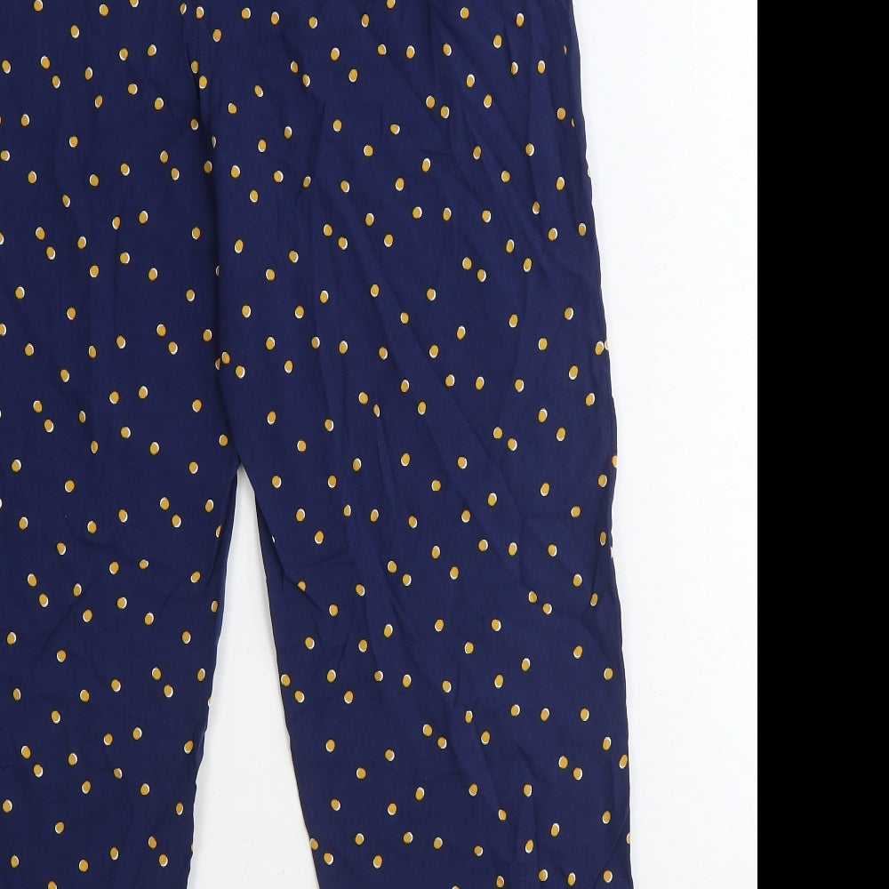George Womens Blue Polka Dot Viscose Bloomer Trousers Size 14 Regular Drawstring