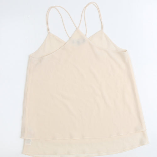 New Look Womens Beige Polyester Basic Tank Size 10 V-Neck